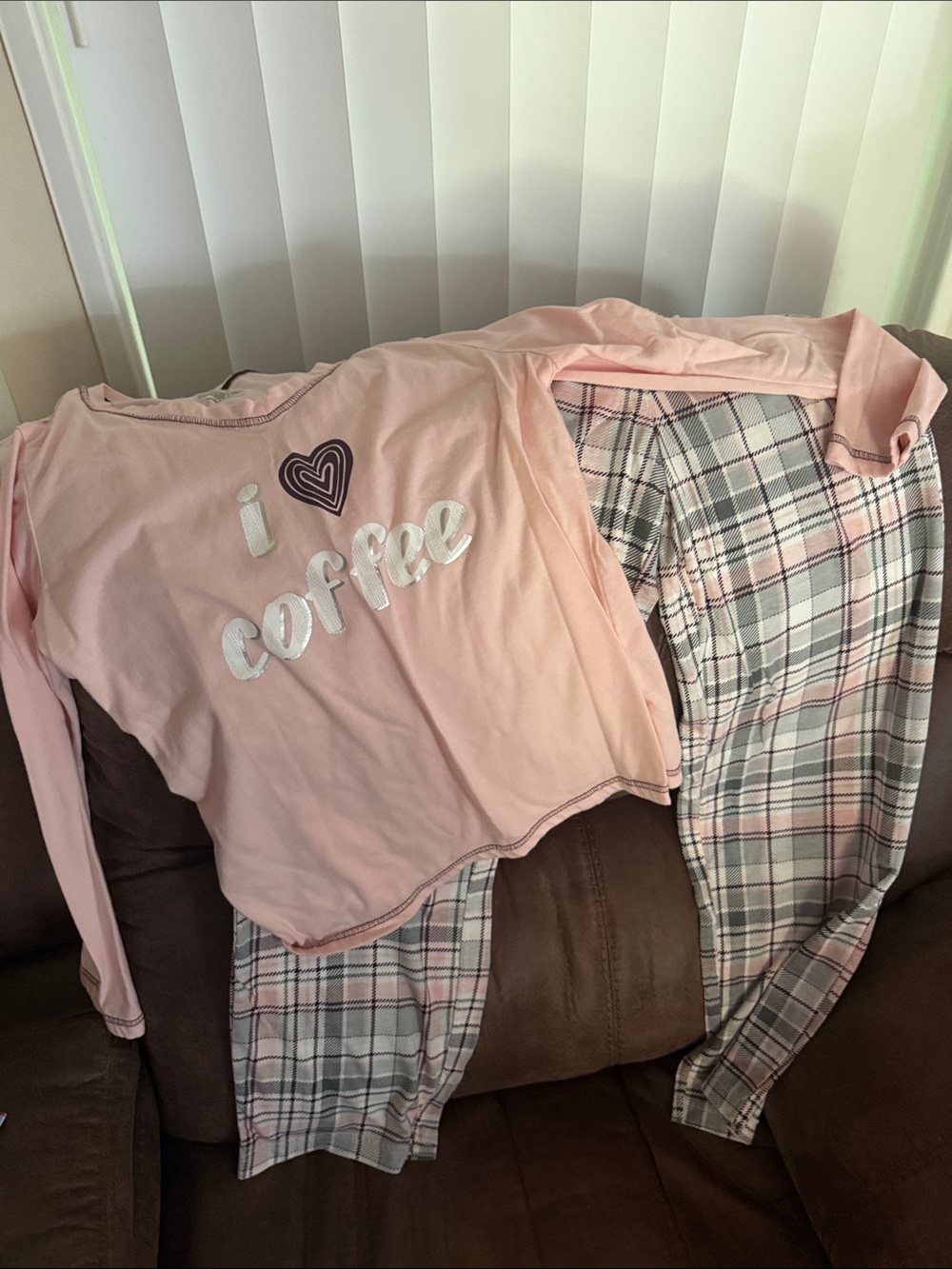 Secret Treasures Rose Blush Top with Coffee Lace Trim